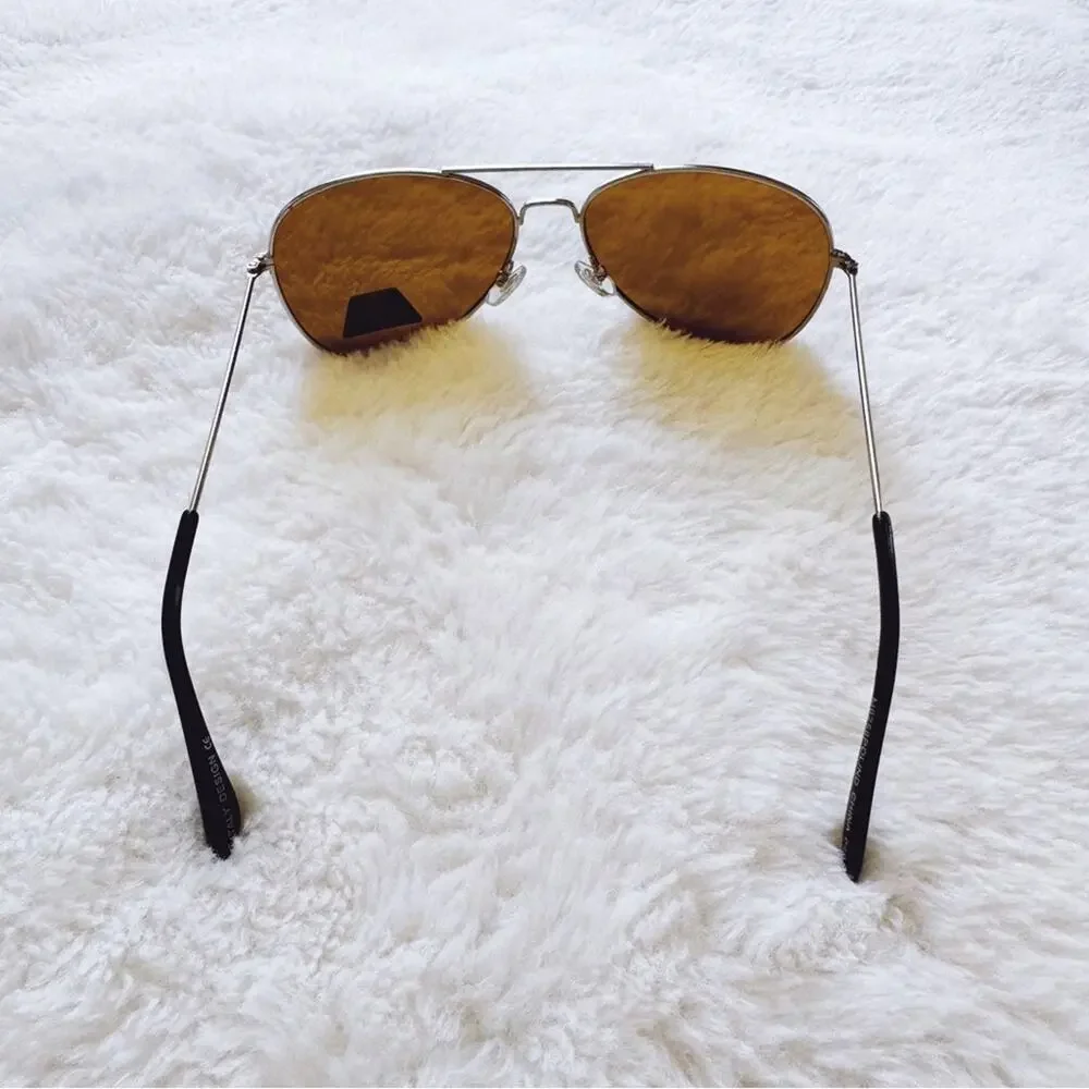 Edward Gold with Silver Rims Polarized Aviator Sunglasses